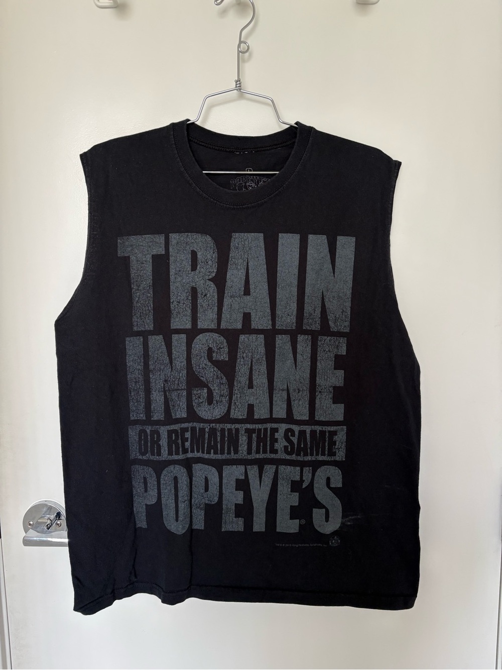 Popeye's 'Train Insane' Black Muscle Tee Size L